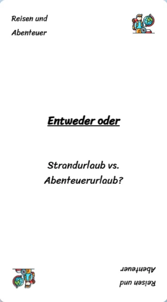 Spielkarte des Trinkspiels "Entweder oder"