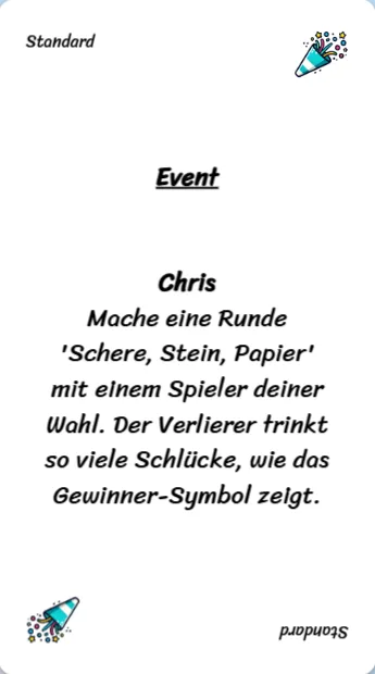 Spielkarte des Trinkspiels "Events"