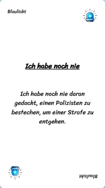 Spielkarte des Trinkspiels "Ich habe noch nie"