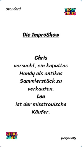 Spielkarte des Trinkspiels "Die ImproShow"