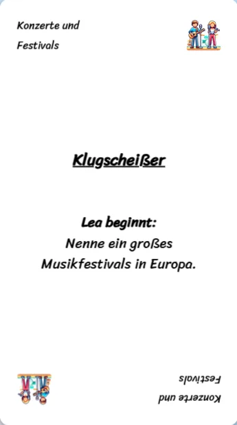 Spielkarte des Trinkspiels "Klugscheißer"