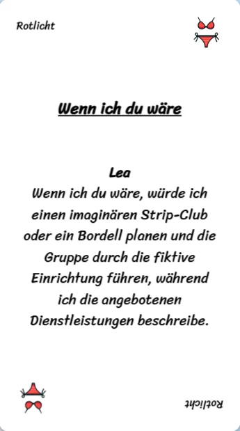 Spielkarte des Trinkspiels "Wenn ich du wäre"